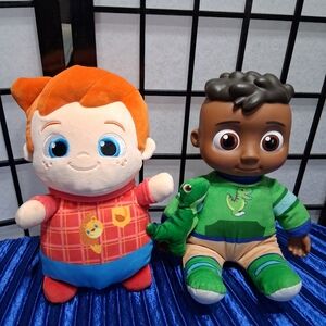 Adorable Plush Toy Duo with Red and Green Outfits